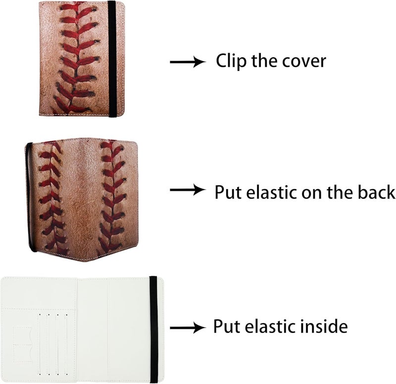 bassyil Passport Holder for Women and Men PU Leather Passport Cover for Travel (Baseball) - Image 3